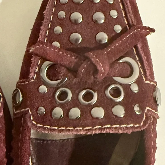 ANTONIO MELANI Maroon Leather Loafers with Studded Detail Size 6 - Picture 9 of 9
